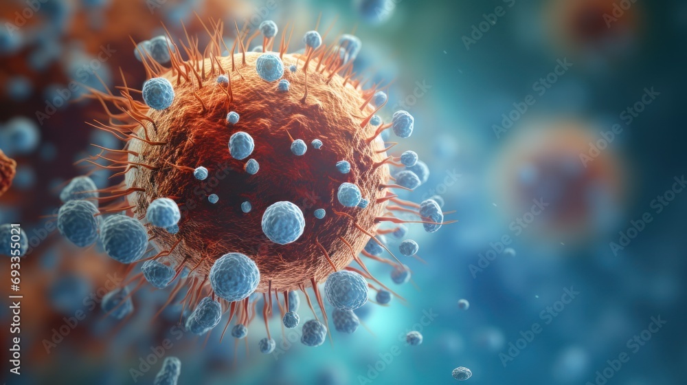 Poster Close-up of virus dissolving under a microscope.