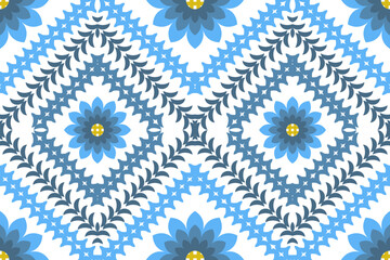 Ethnic abstract flower art. Seamless pattern in tribal, folk embroidery, and Mexican style. Aztec geometric art ornament print.Design for carpet, wallpaper, clothing, wrapping, fabric, cover, textile
