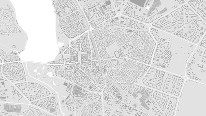 Background Ternopil map, Ukraine, white and light grey city poster. Vector map with roads and water. Widescreen proportion, flat design roadmap.