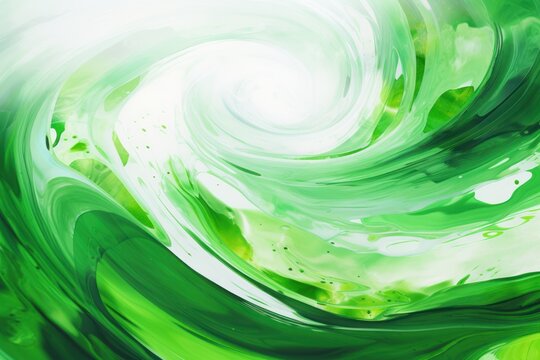 Green swirling rings on white swirling cartoon lines over distorted thought lines, watercolor wallpaper background.