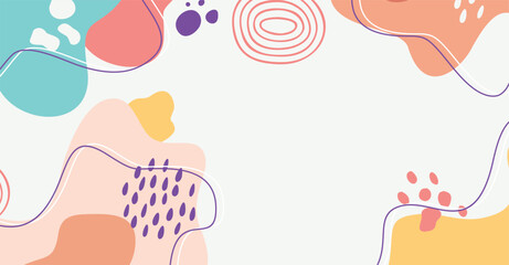 Modern trendy hand drawing various shapes and doodle objects abstract background.