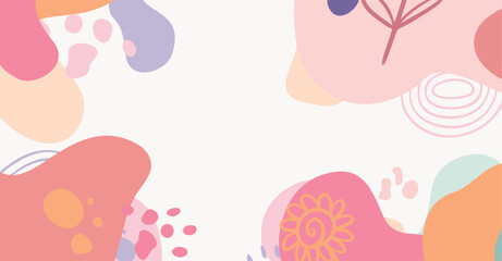 Modern trendy hand drawing various shapes and doodle objects abstract background.