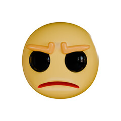 Angry emoji 3d icon isolated on white background