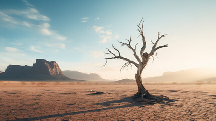 A dead tree in the desert