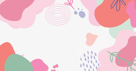 Modern trendy hand drawing various shapes and doodle objects abstract background.