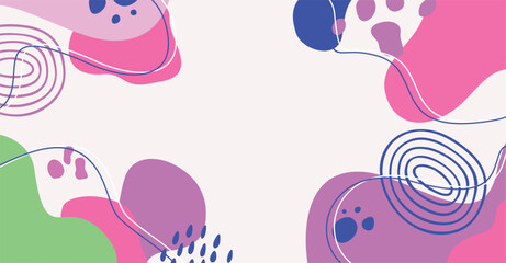 Modern trendy hand drawing various shapes and doodle objects abstract background.