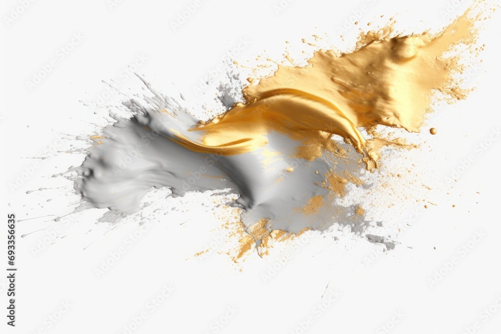 Poster Liquid splash captured in a close-up shot on a white surface. Versatile image suitable for various purposes