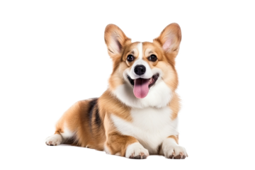 Cute fluffy portrait smile Puppy dog that looking at camera isolated on clear png background, funny moment, lovely dog, pet concept.