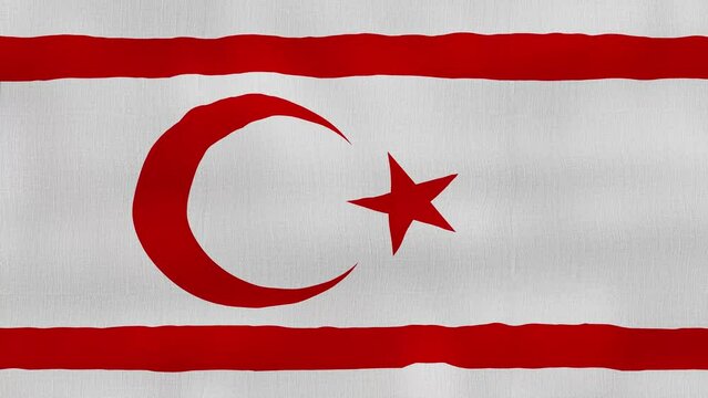 Turkish Republic of Northern Cyprus Flag waving cloth Perfect Looping, Full screen animation 4K Resolution.