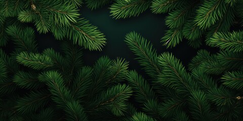 Fir tree background banner Christmas tree branches green 