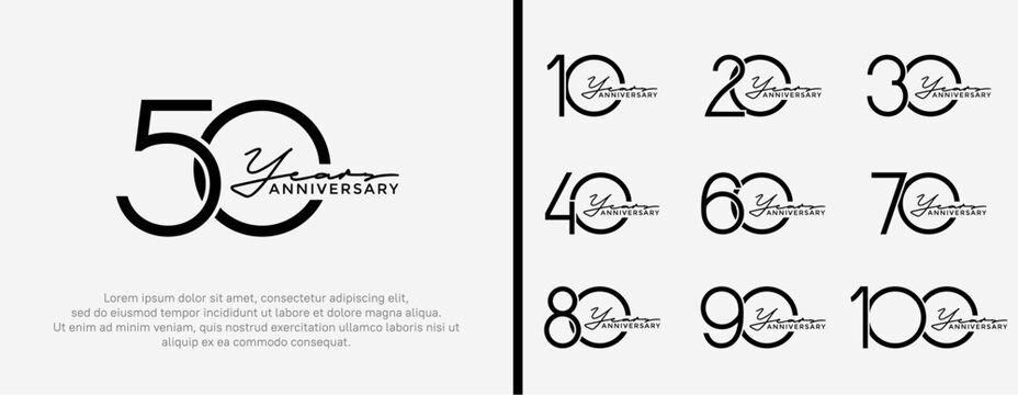 set of anniversary logo black color on white background for celebration moment