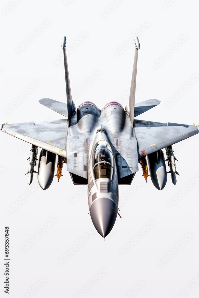 Poster a powerful fighter jet soaring through the sky. perfect for military and aviation-related projects