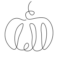 Pumpkin in one line doodle style. Isolated vector.
