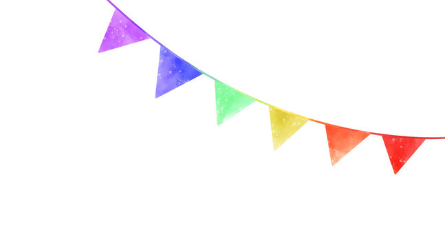 recommend clip art: rainbow flag bunting Watercolor illustration carnival garland birthday new year baby shower party pride month decoration banner colorful boho style border frame