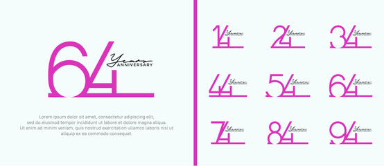 set of anniversary logo purple color on white background for celebration moment