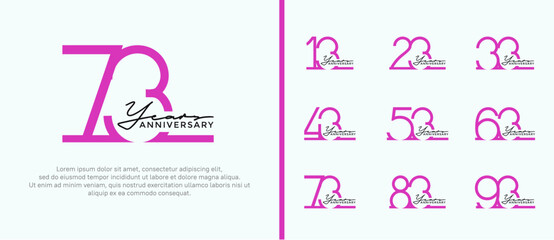 set of anniversary logo purple color on white background for celebration moment