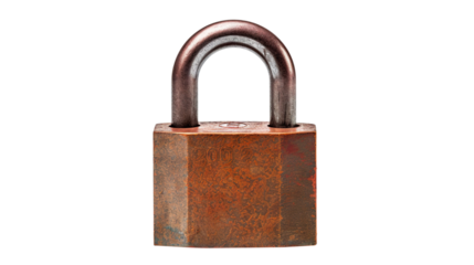 Old rusty padlock, cut out