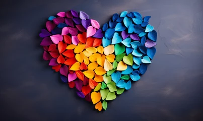 Foto op Plexiglas Rainbow heart. concept of valentine's day, LGBTQA rights, pride month. copy space. flat lay. © Mangsaab
