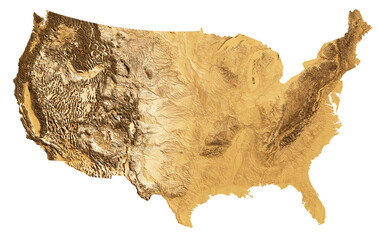 Natural 3d elevation terrain of USA United States of America