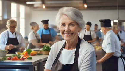 A senior taking a cooking course