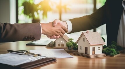 concept shot of buying a house, home loan contract concept.