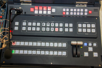 Close-up of video switcher buttons
