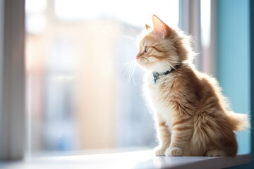 furry feline silhouette against bright window