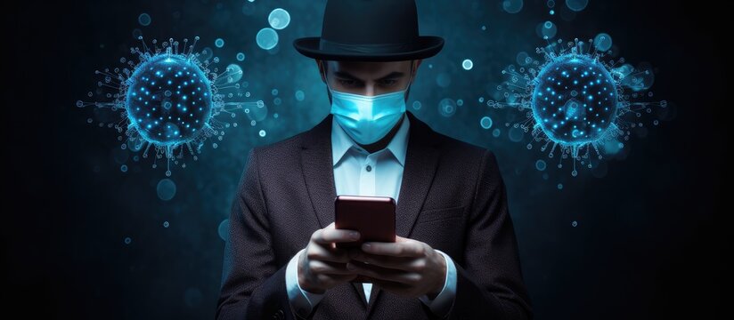 Person in disguise spreads virus from phone.