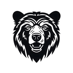 Obraz premium Hand drawn bear silhouette in a minimal style. Black and white graphic illustration isolated on white background