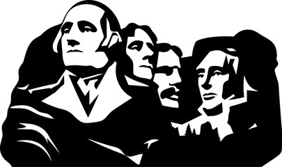 Mount rushmore silhouette in black color. Vector template for laser cutting wall art. - obrazy, fototapety, plakaty
