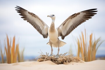 juvenile albatross learning to fly, wings outstretched