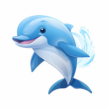 Hand drawn cartoon cute dolphin illustration picture
