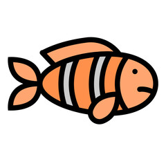 Clown Fish Colored Outline Icon Design Vector