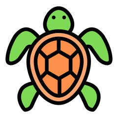 Turtle Colored Outline Icon Design Vector