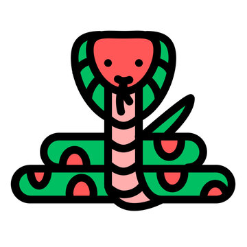 Snake Colored Outline Icon Design Vector