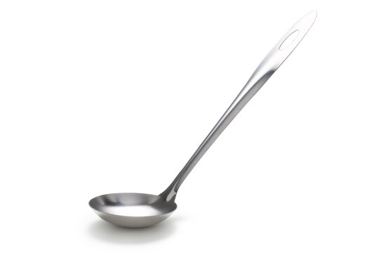 stainless soup ladle isolated on white background