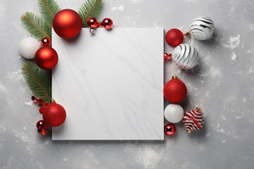 White sheet of paper with festive Christmas decorations. Perfect for holiday-themed projects.
