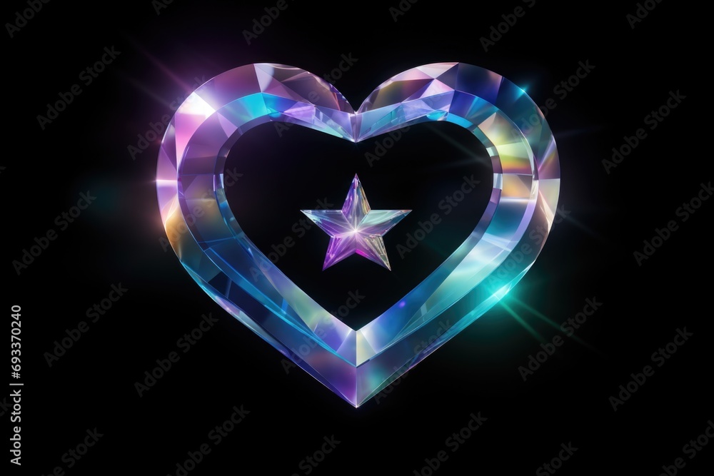 Poster a crystal heart with a star in the middle. can be used for various romantic and celestial themes