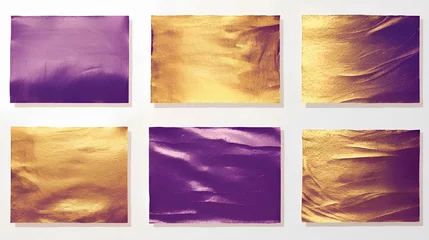 Fotobehang A colorful set of gradients. Gold, purple, bronze metallic gradients. A collection of samples of a brilliant purple metal color palette for the background, certificate, and ribbon color gradations. © Свет Лана