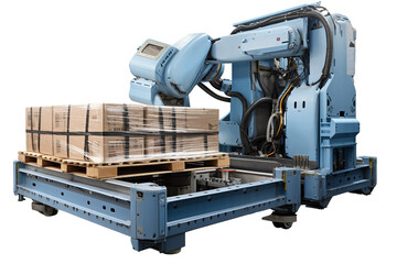 Robotic Palletizer isolated on transparent background.