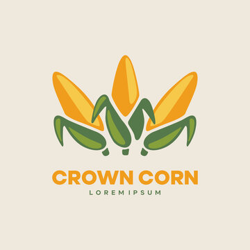 corn cobs logo forming crown shape vector illustration template