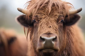 Rolgordijnen close-up of bisons face with prairie background © studioworkstock