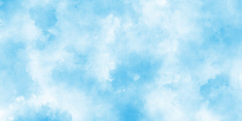 Blue sky is surrounding with tiny white clouds, soft and lovely sky blue watercolor background with clouds,white cloud and clear blue Abstract sky in sunny day with clouds.