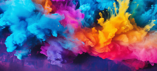 Fototapeta na wymiar close-up of a bright colorful smudged holi color