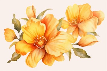 A painting of a bunch of flowers on a white background. Suitable for various uses