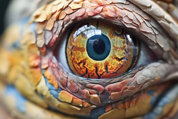 Foto op Plexiglas close-up of chameleon eye with colorful skin pattern © studioworkstock