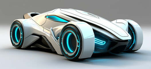 create a 3d little high tech car on white background
