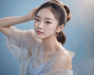 Young  beautiful Korean girl with clean skin