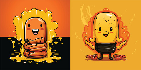 logo of a hotdog man character minimal style vector