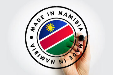 Made in Namibia text emblem badge, concept background